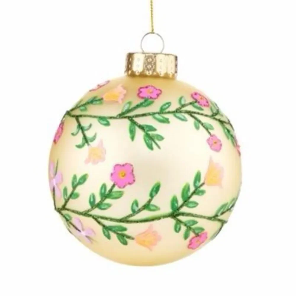 New $35 Bloomingdale’s glass floral enchanted forest Christmas ornament ball